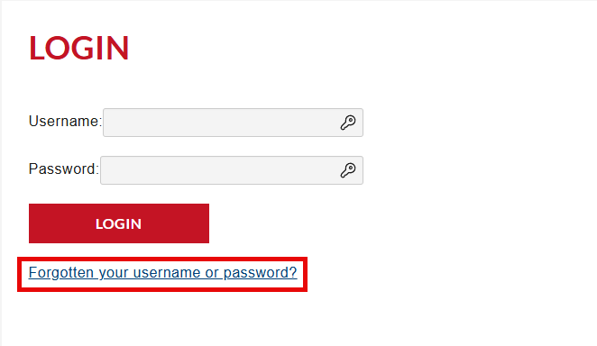 forgotten your username or password?
