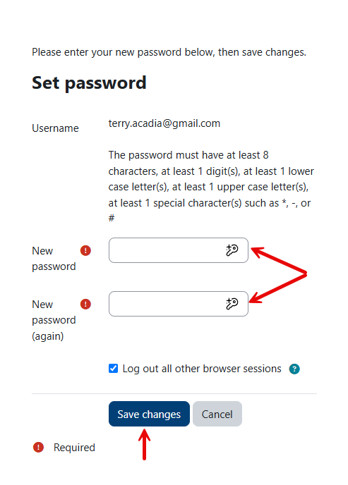set new password