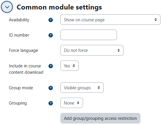 common module settings