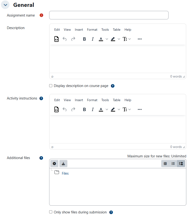 assignment general settings