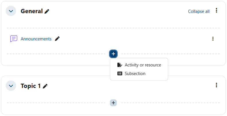 add an activity or resource