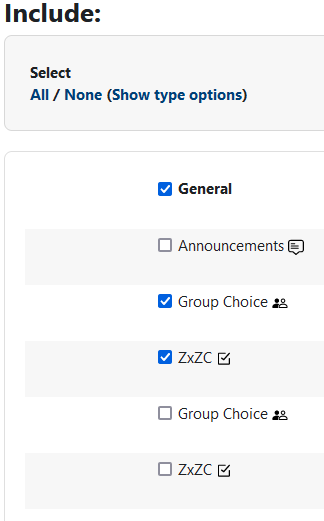 course backup include items