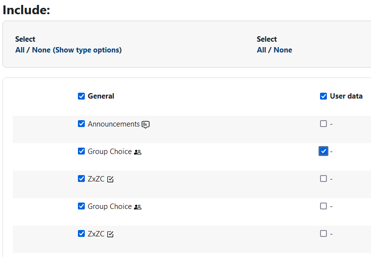 course backups student data