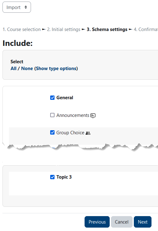 include in import