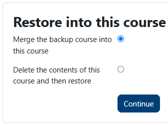 restore into this course