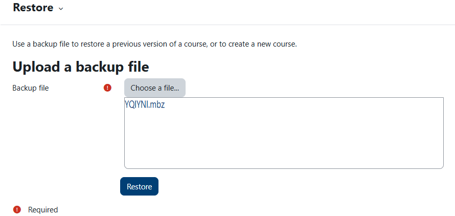 upload the you quote it you note it backup file
