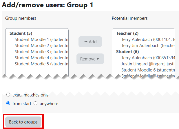 back to groups