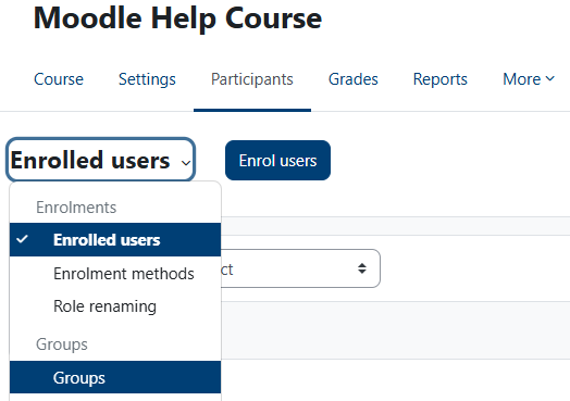 select groups from the dropdown list