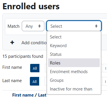 select participant role