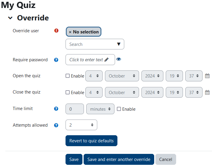 user override settings