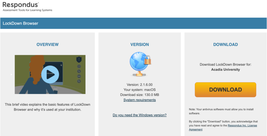Respondus download page