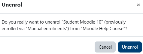 confirm user unelrolment