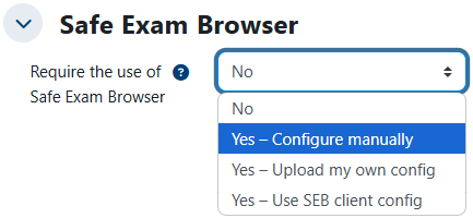 yes configure secure exam browser manually