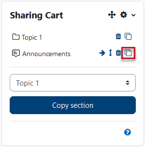 past item from sharing cart into course